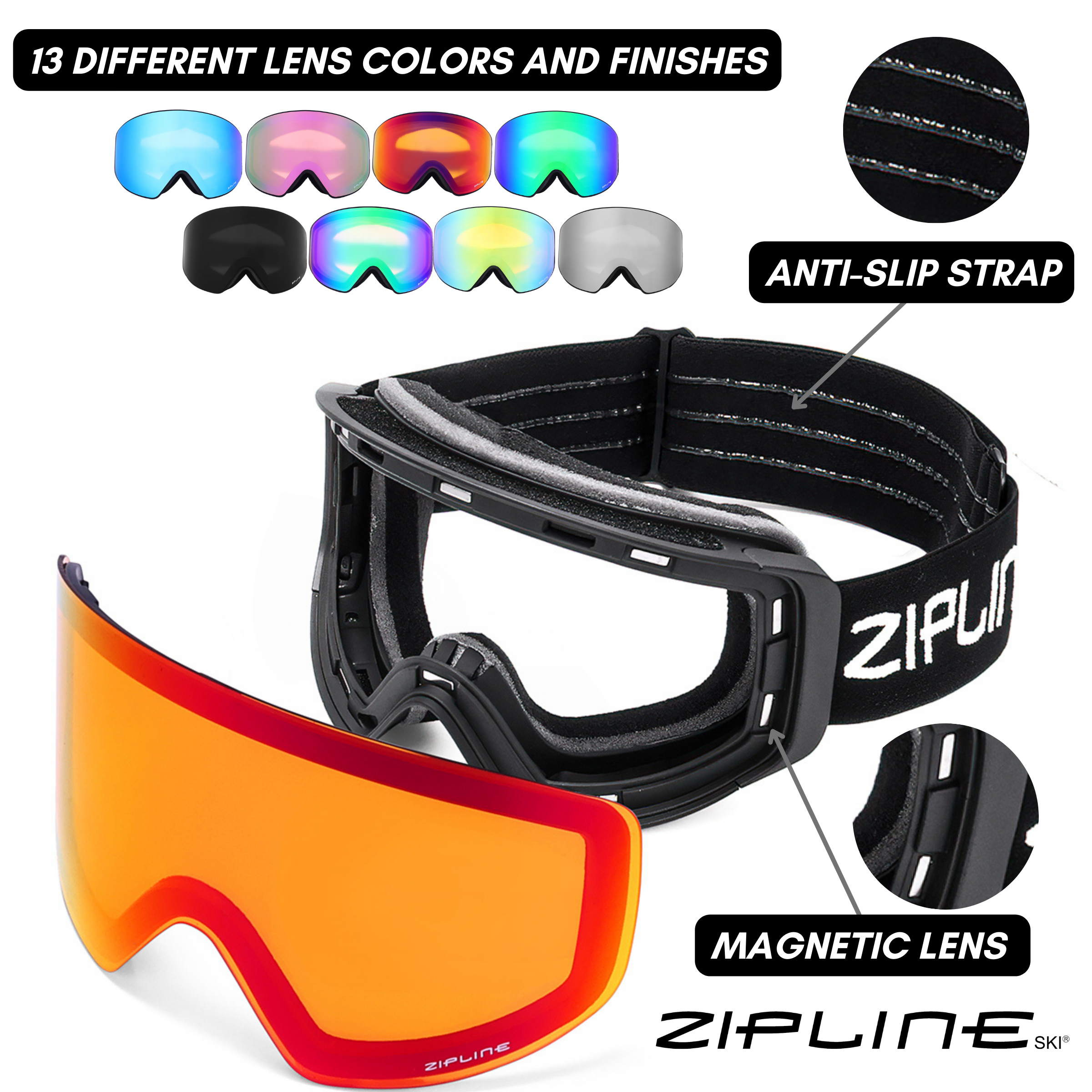 KLIK Goggles - White Frame — Zipline Ski